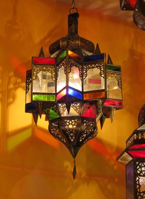 Hanging Moroccan brass lantern