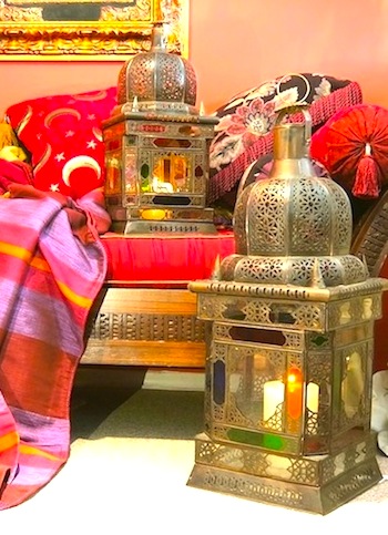 Traditional glass & brass Moroccan lanterns