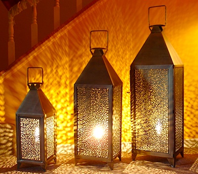 Moroccan candle lanterns, brass