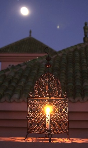 Wrought iron Moroccan lantern