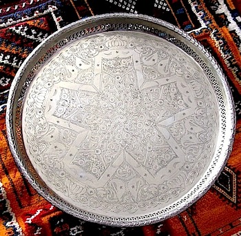 Antique silver Moroccan tray