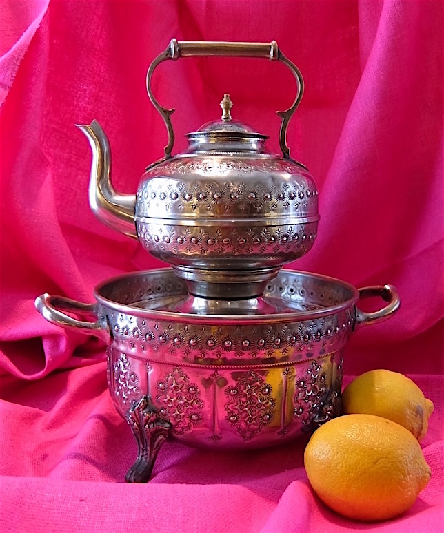 Moroccan vintage ewer and bowl set