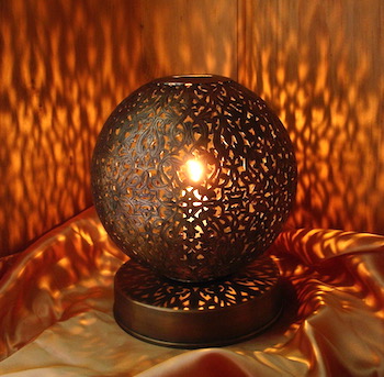 Moroccan carved boule candle lamp