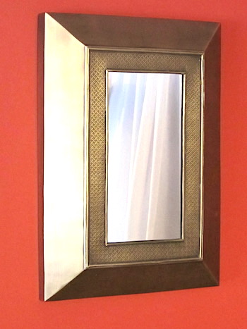 Moroccan brass mirror with  pattern detail